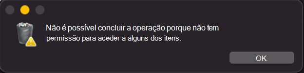 Captura de ecrã a mostrar a mensagem de operação bloqueada.