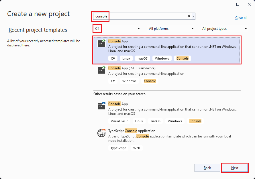 Criar uma nova janela de projeto com filtros selecionados