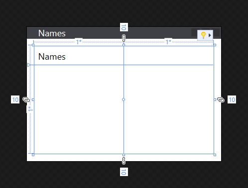 Um aplicativo WPF com a margem definida em uma grade e um controle de rótulo na primeira linha