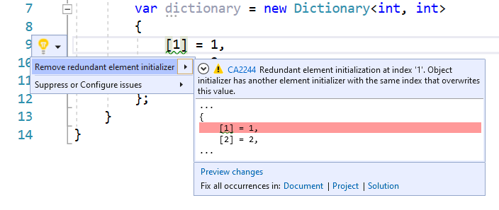 Correção de código para CA2244 - Remover inicializador de elemento redundante