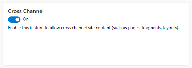 Opção Cross Channel definida como On no comércio construtor de sites.