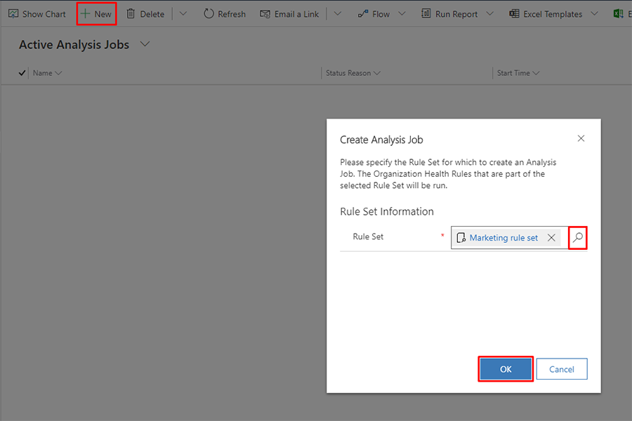 Captura de ecrã do Hub de Estado de Funcionamento da Solução com atenção à opção 