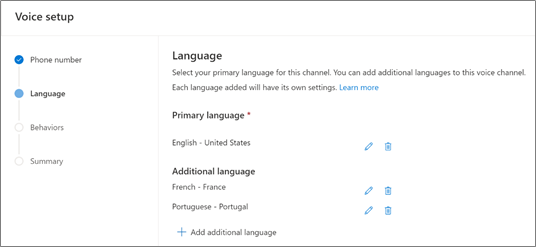 Fluxo de trabalho com o conjunto de opções de vários idiomas.