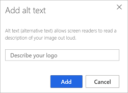 Adicionar texto alternativo ao logótipo.