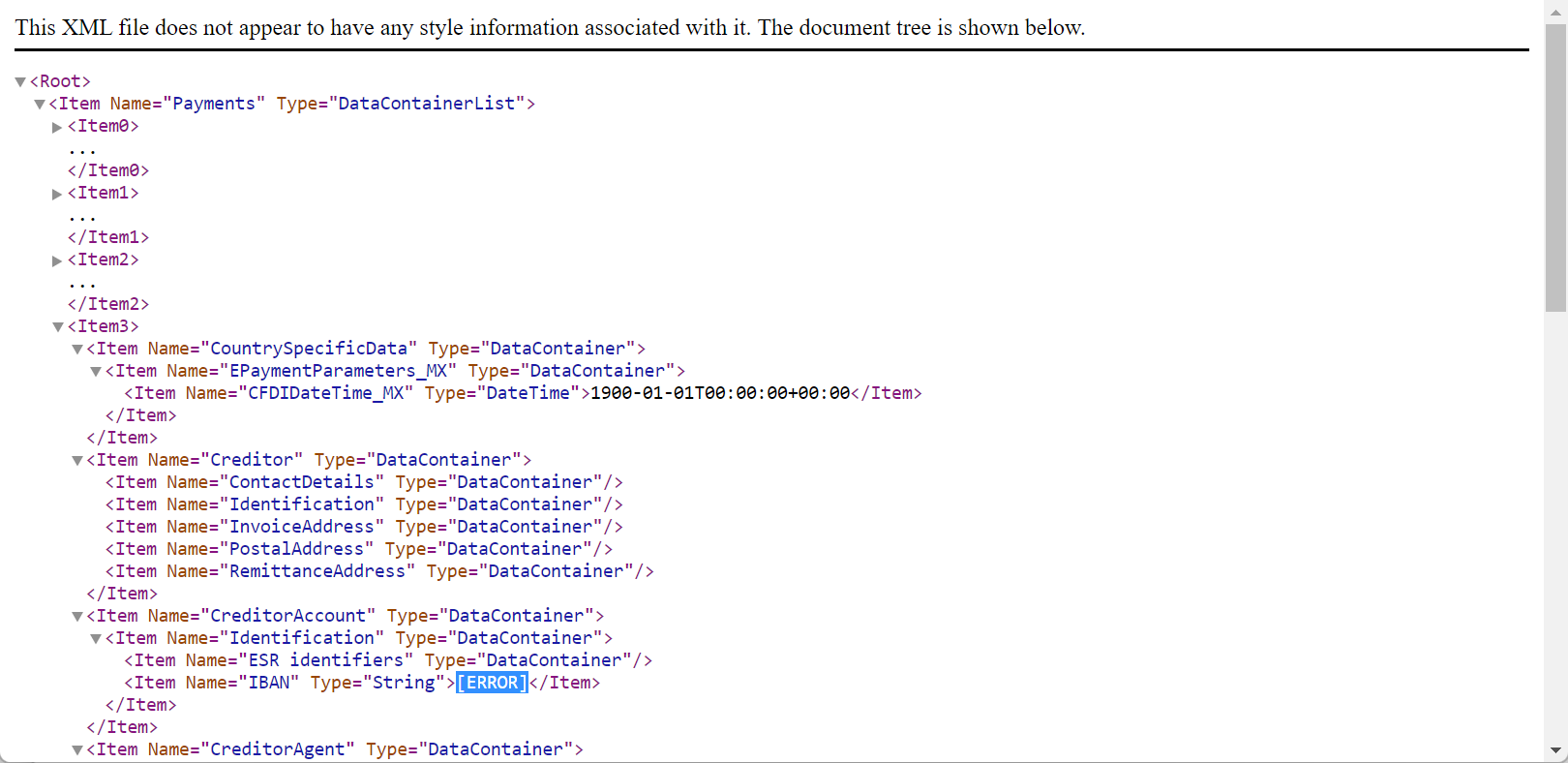 Saída em XML.