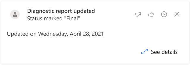 Uma captura de tela mostrando o cartão de um relatório de diagnóstico atualizado.