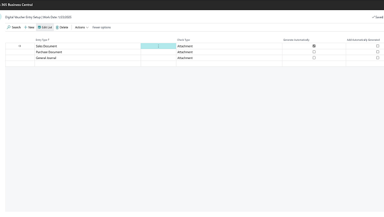 Configuração de entrada de comprovante digital