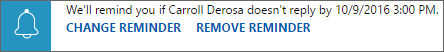 Captura de ecrã do lembrete para uma atividade agendada no Dynamics 365 Sales.