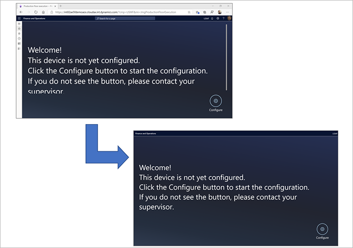 Interface padrão versus ecrã inteiro.