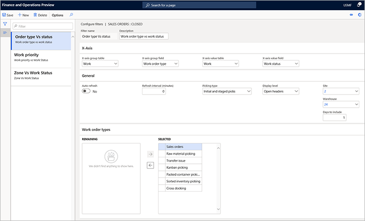 Configure página de filtros.