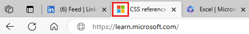 Captura de tela de exemplos de favicons em um navegador da web.