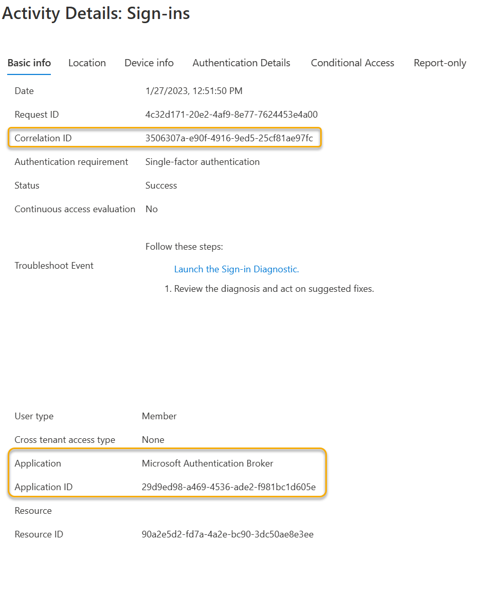 Captura de ecrã a mostrar os Inícios de Sessão de Utilizador interativos a partir do ID do Microsoft Entra mostrando um início de sessão interativo no Serviço de Agente de Autenticação da Microsoft.