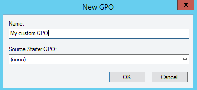 Especifique um nome para o novo GPO personalizado