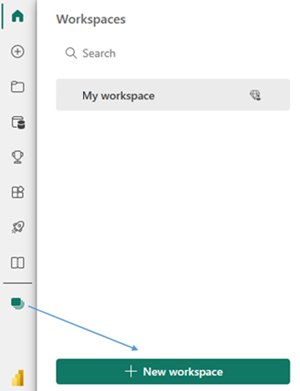 Captura de tela mostrando onde selecionar Espaços de trabalho e criar um novo espaço de trabalho.