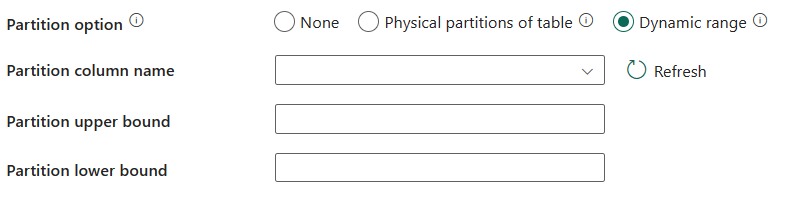 Captura de tela mostrando a configuração quando você seleciona Intervalo dinâmico.