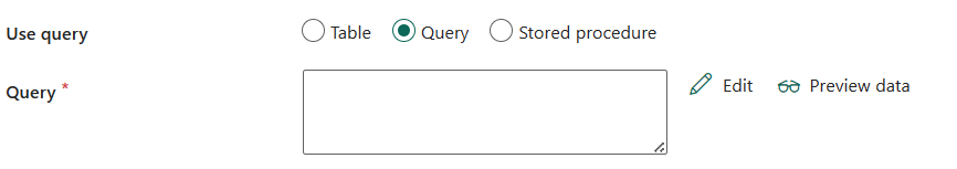 Captura de ecrã a mostrar as definições de consulta.