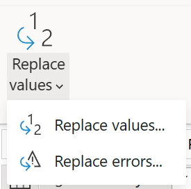 Captura de ecrã do ícone de transformação Substituir valores.