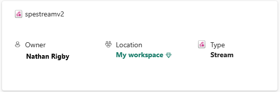 Captura de ecrã que mostra os metadados Stream na página Vista de detalhes Stream.