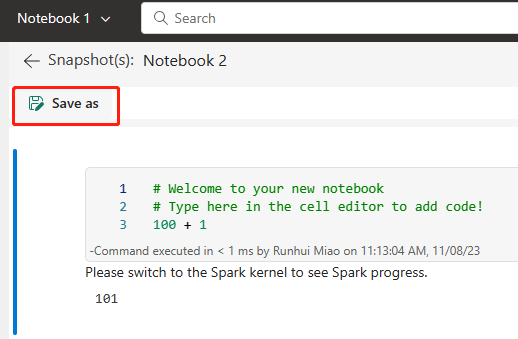 Captura de ecrã a mostrar como guardar instantâneos do bloco de notas.