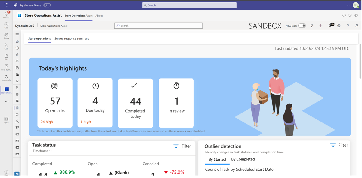 A imagem mostra o Store operations aberto no Microsoft Teams.