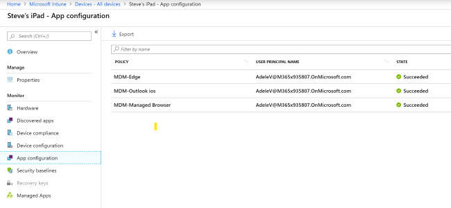 Captura de ecrã da configuração da aplicação