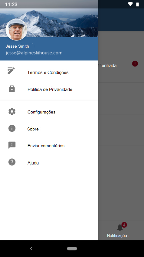 Captura de ecrã do exemplo n.º 1 da imagem corporativa da aplicação Intune para Android