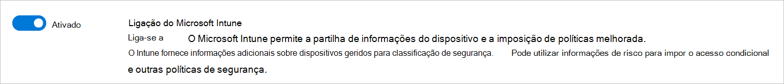 Captura de tela da configuração da conexão do Microsoft Intune.