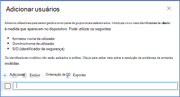 Captura de ecrã da página Adicionar utilizadores no centro de administração do Intune.