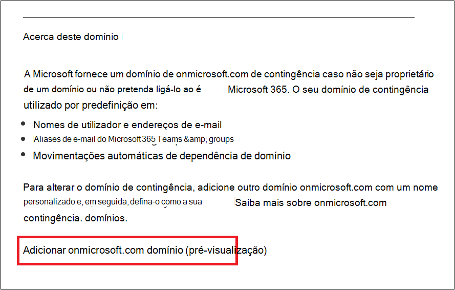 Captura de ecrã a mostrar as propriedades do domínio.