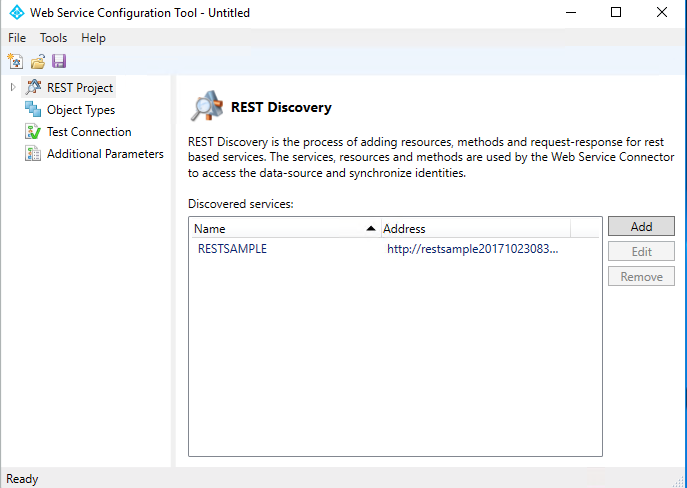 Projeto REST na Ferramenta de Configuração de Serviços Web
