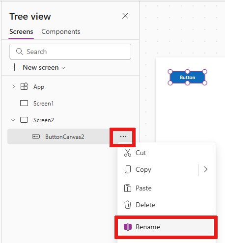 Captura de ecrã que mostra onde mudar o nome de um controlo através do menu de capacidade excedida.