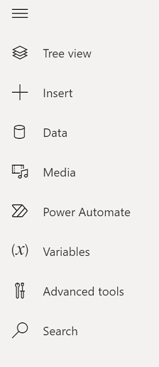 Captura de ecrã que mostra o menu de criação da aplicação.