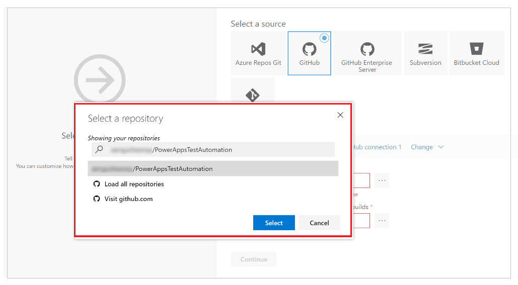 Selecionar um repositório.