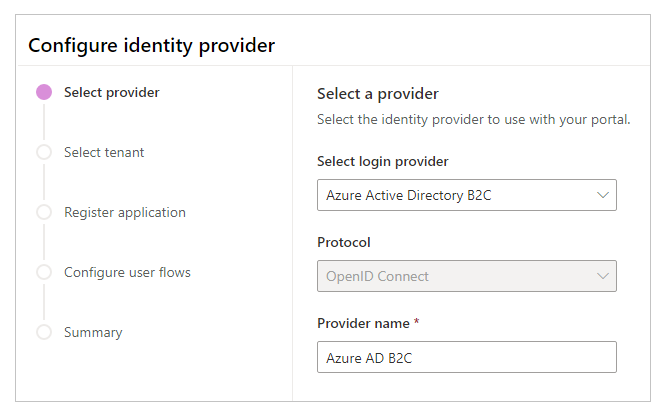 Azure AD B2C nome do fornecedor.