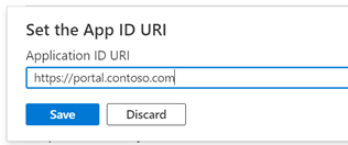 URL do Portal Personalizado como o URI do ID de aplicação.