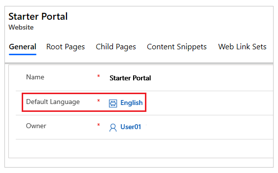 Definir idioma predefinido para o seu portal