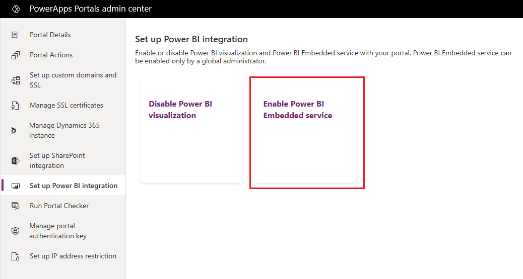 Ativar o serviço Power BI Embedded.