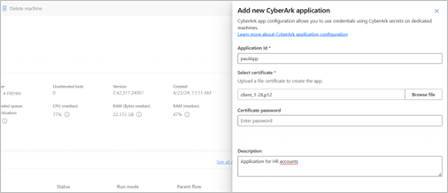 Captura de ecrã de configurar o CyberArk no grupo de computadores