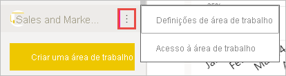 Captura de ecrã das definições da área de trabalho.