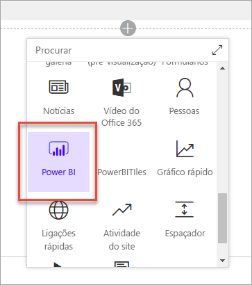 Captura de ecrã da secção Análise de dados a mostrar o Power BI selecionado.