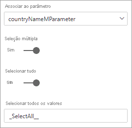 Captura de tela que mostra Selecionar tudo para um parâmetro M.