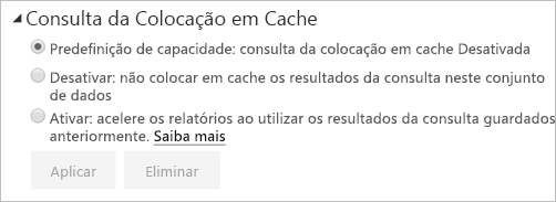 Caixa de diálogo Cache de consultas