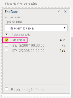 Captura de ecrã que mostra a filtragem Básica para Filtros nesta página.