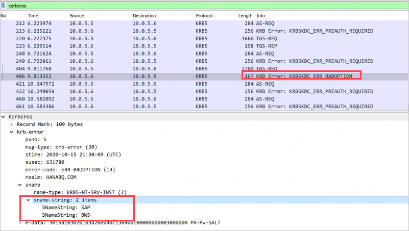 Screenshot do programa WireShark mostrando um erro diferente