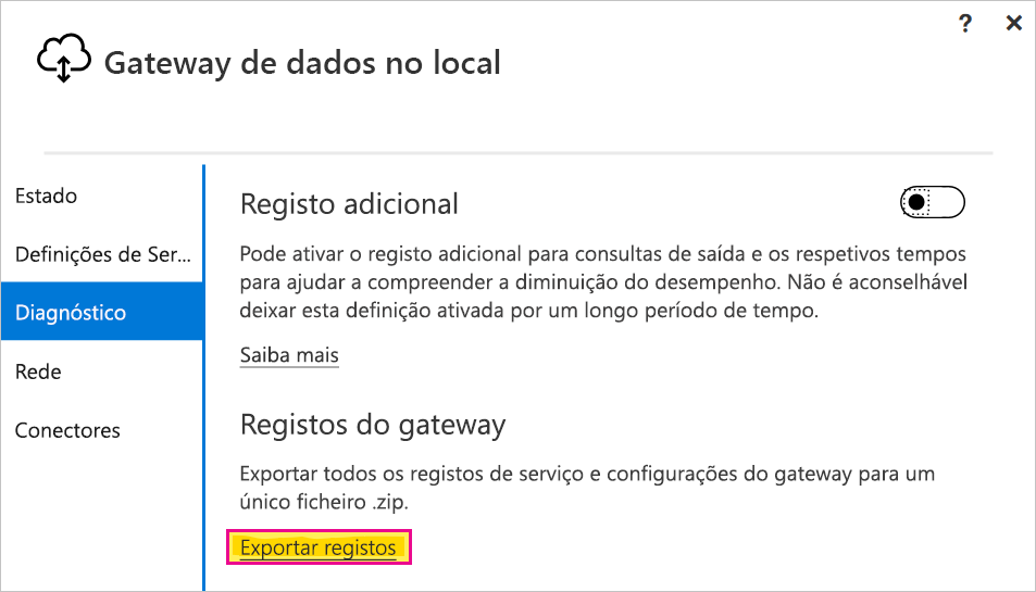 Exportar logs de gateway