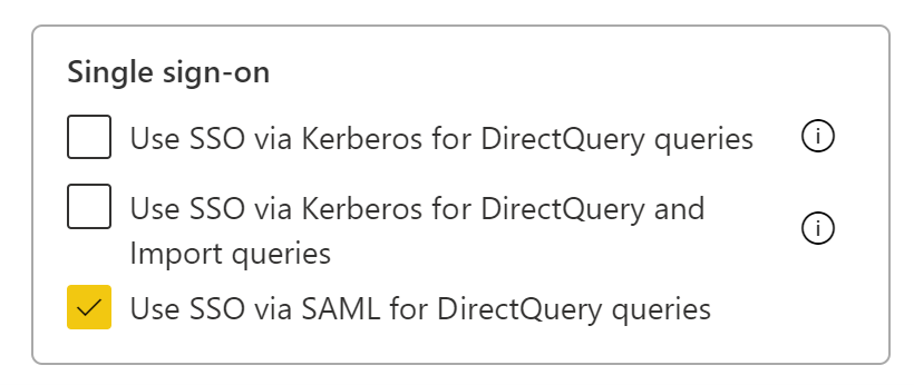  Screenshot of advanced settings with single sign-on for SAML.