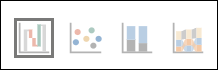 Captura de tela dos ícones do gráfico a partir de uma visão com o ícone do gráfico de cascata selecionado.