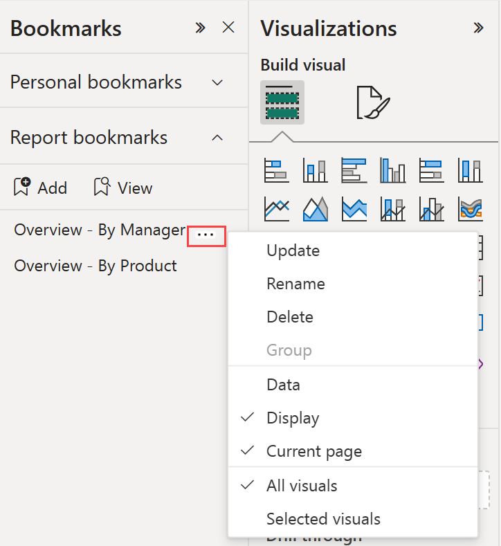 Captura de ecrã de um marcador selecionado e do menu Mais opções apresentado.