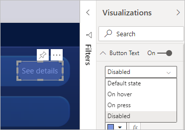 Captura de tela mostrando a formatação personalizada do botão desativado.