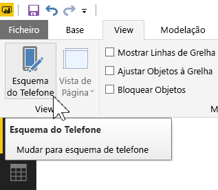 Captura de ecrã do botão Esquema móvel no menu Ver.